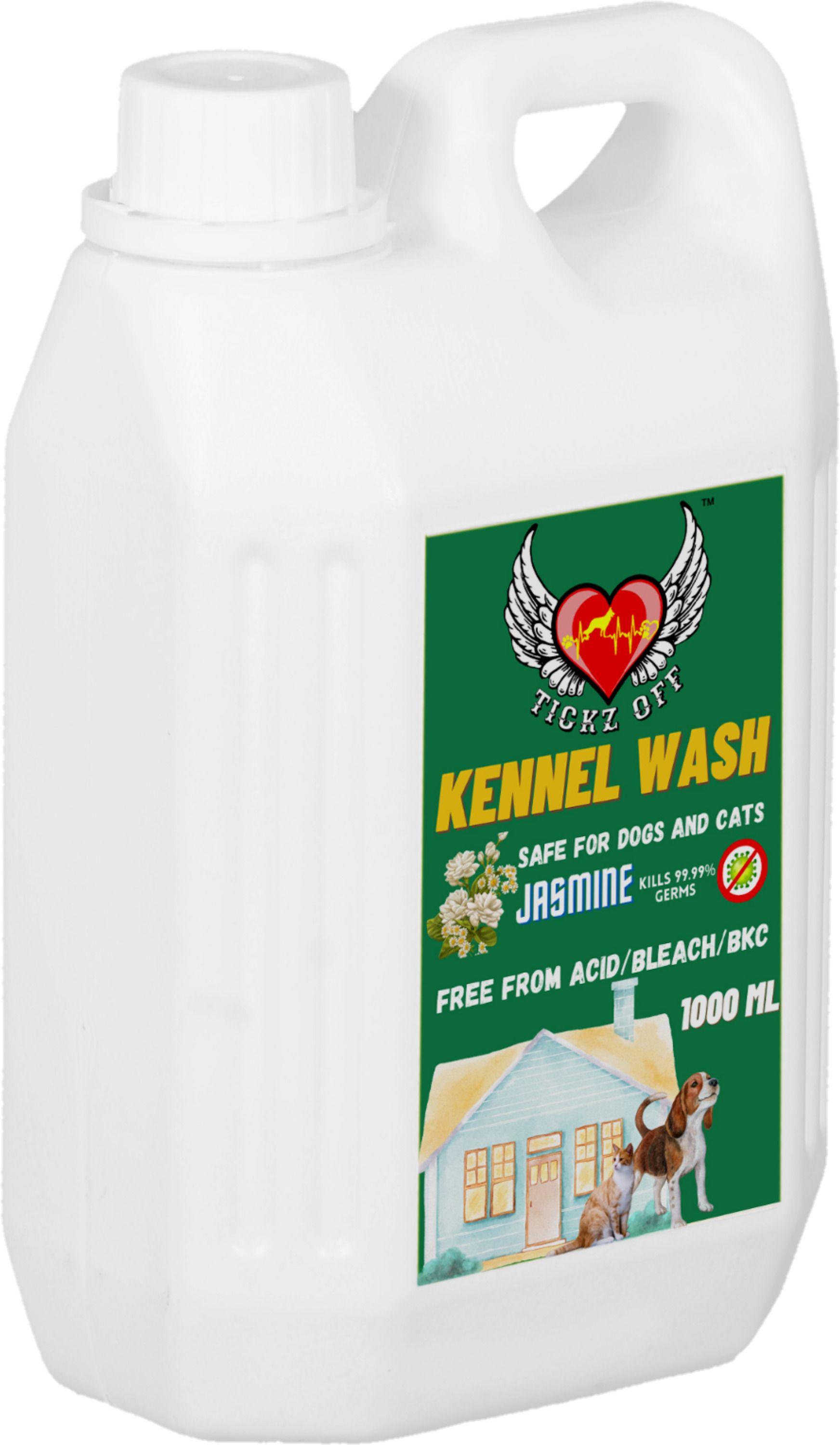 tickz off Kennel wash Pet Area Freshener- 1L Odour Remover Urine Free Odour - Jasmine Pet Cage Cleaner-picture-45
