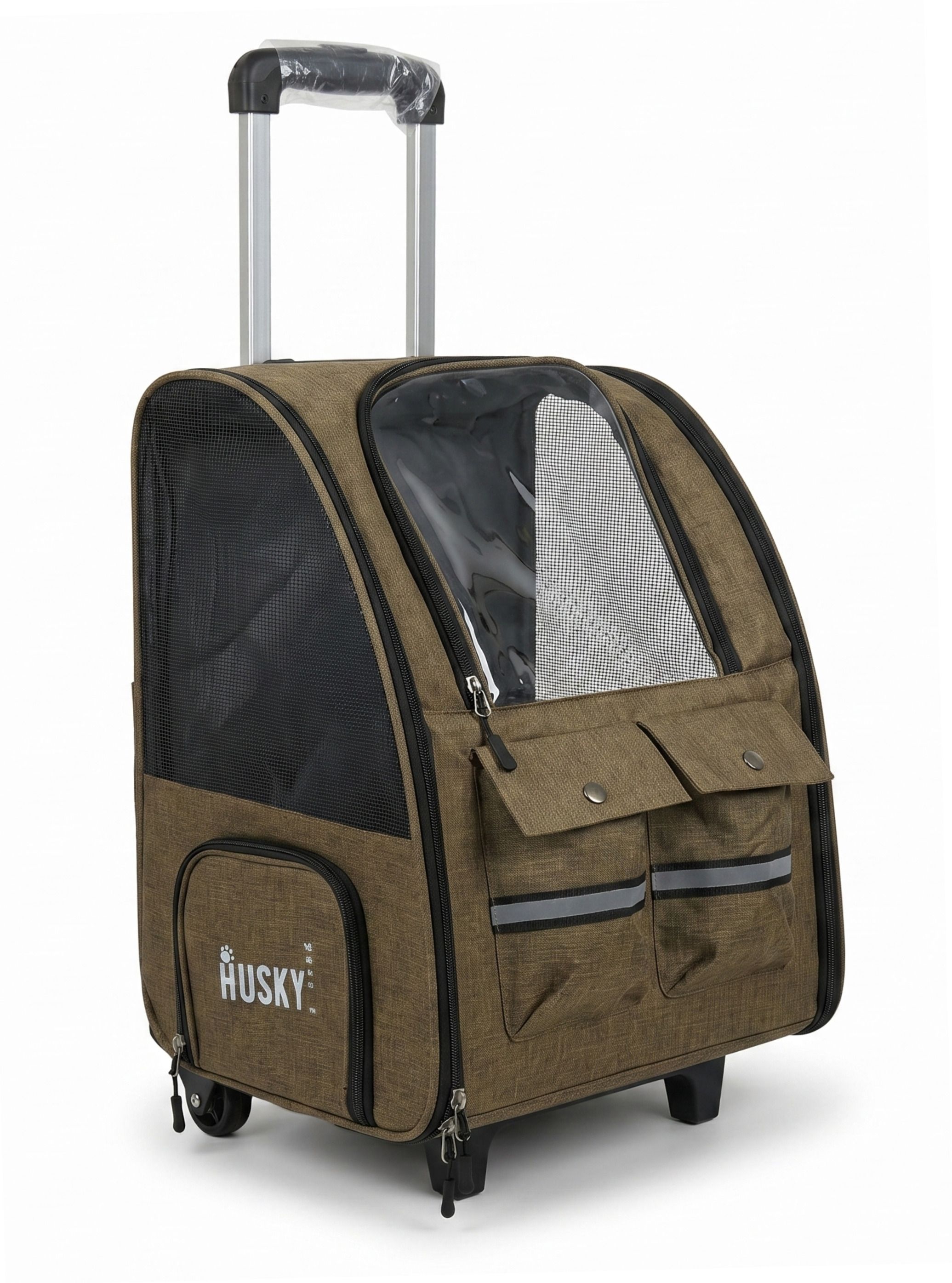 DuoTrek 2-in-1 Cat Bag Carrier Backpack Trolley | Moss Brown Backpack Pet Carrier-image-3