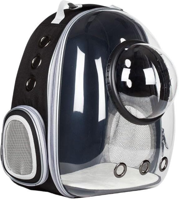 Pet Bubble Backpack, Pet Travel Bag with Space Cover black Basket Pet Carrier-image-2