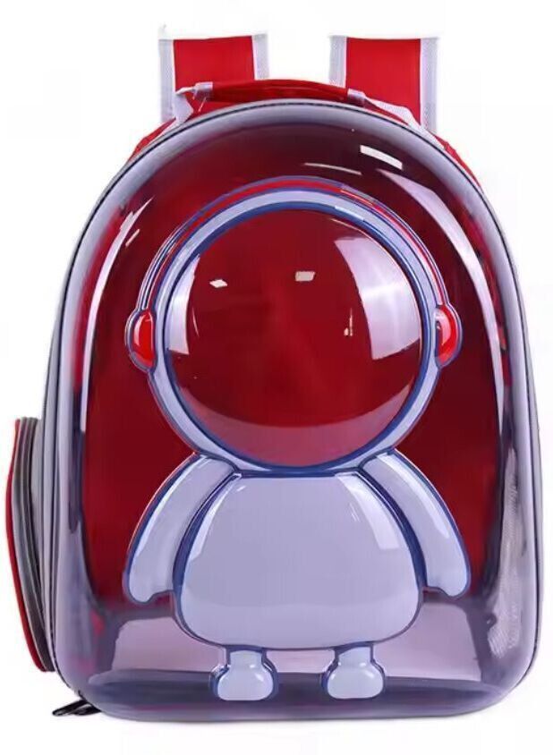 Space Buddy Backpack Portable Travel Carrier Air Vents Space Capsule Bag RED Airline Pet Carrier-image-12