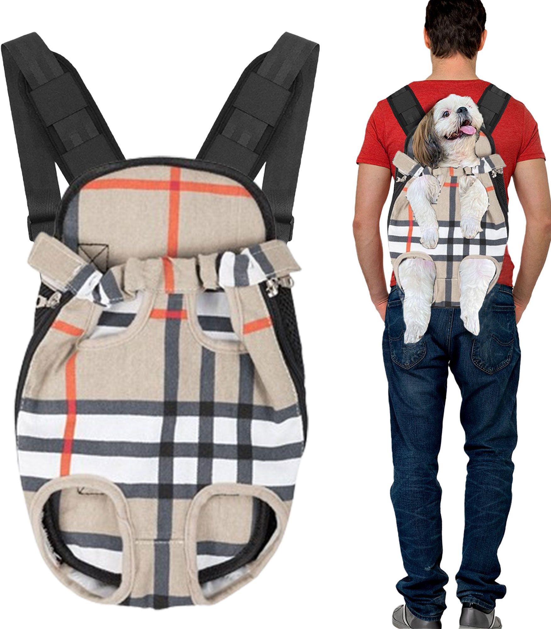 glazu Square Plaid Backpack Pet Carrier-picture-22