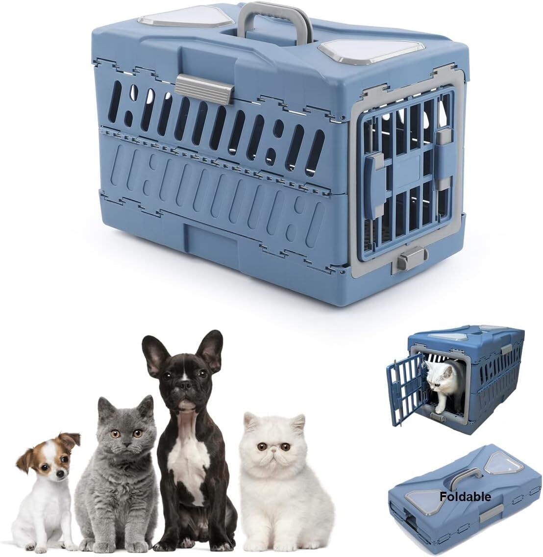 PSK PET MART Small Kitten Puppy Transport Carry Box Blue Airline Pet Carrier-picture-12