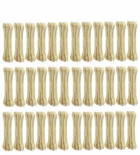 Rawhide Bones for Dogs 3 Inch Pressed Bones for Dogs Calcium Bone Dog Bones Chew Bones for Puppy Calcium Treat for Dogs Puppy Treat (Pack of 36) Chicken Dog Chew-image-1