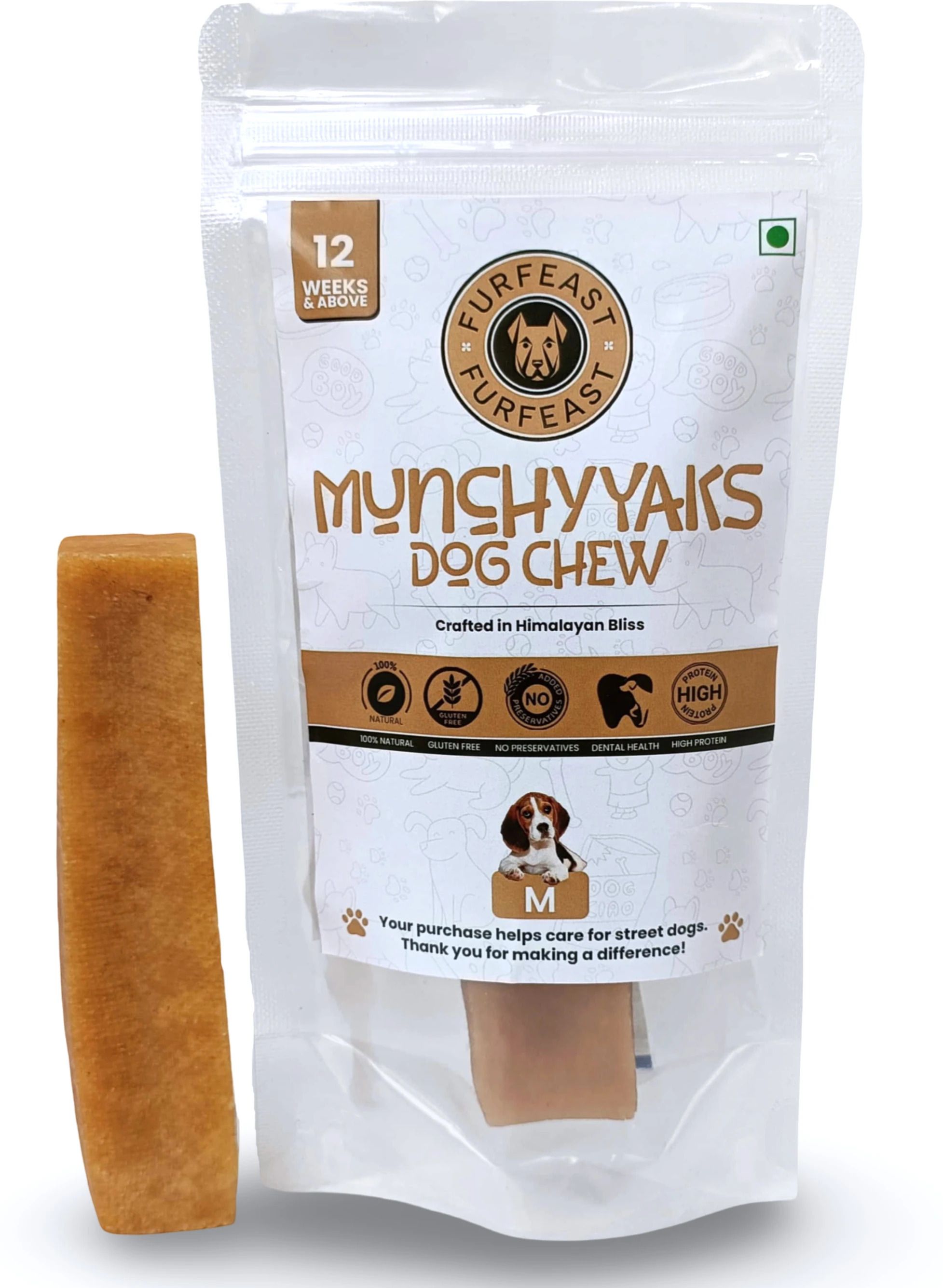 MunchyYaks Dog Chew Medium Bar | Himalayan Yak Chew Vegetarian Dental Chew Stick Cheese Dog Chew-image-34