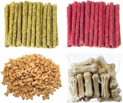 Dog Chew Combo Of 4 Munchy Red+Yellow , Biscuit , Bone Chicken, Mutton, Milk Dog Chew-image-15