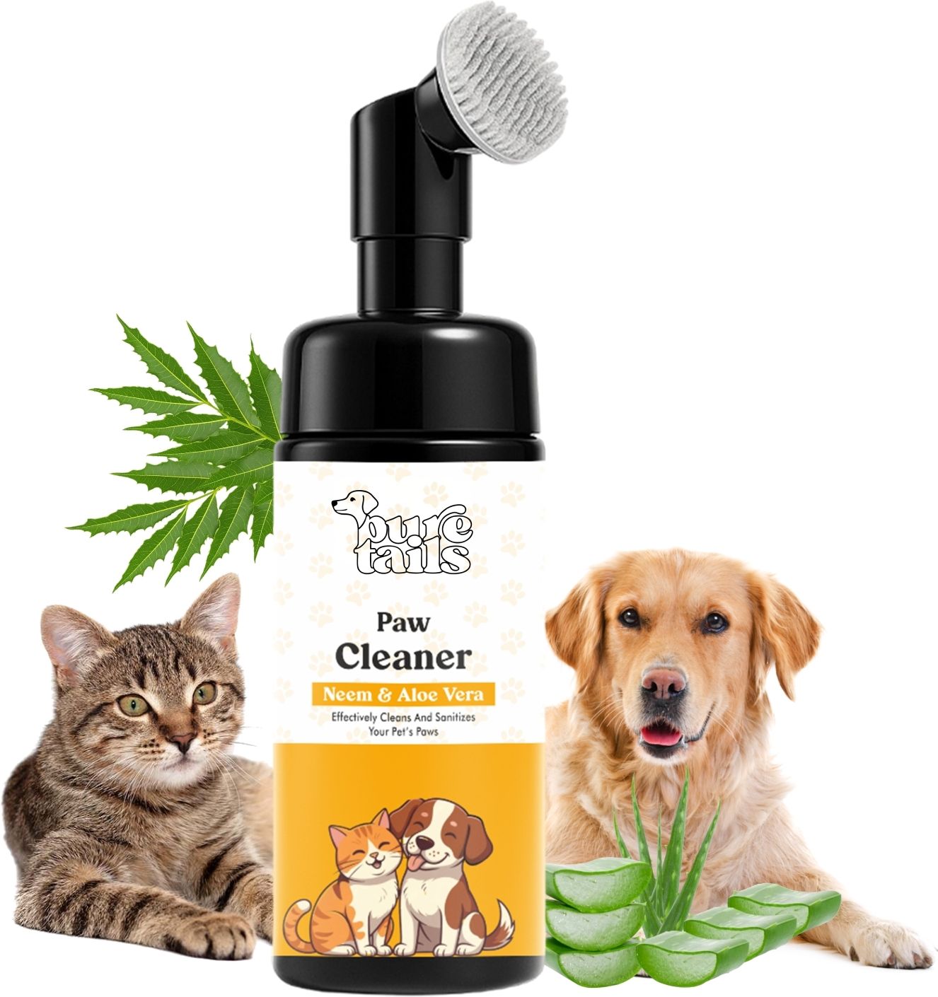 pure tails Neem & Aloe Vera Paw Cleaner 110 ml Pet Coat Cleanser-picture-46
