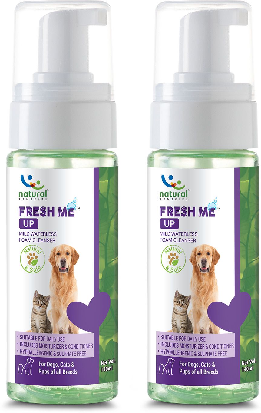 Fresh Me Up Mild Waterless Foam Cleanser Dry Shampoo for Dogs & Cats, 140 ml x 2 280 ml Pet Coat Cleanser-image-36