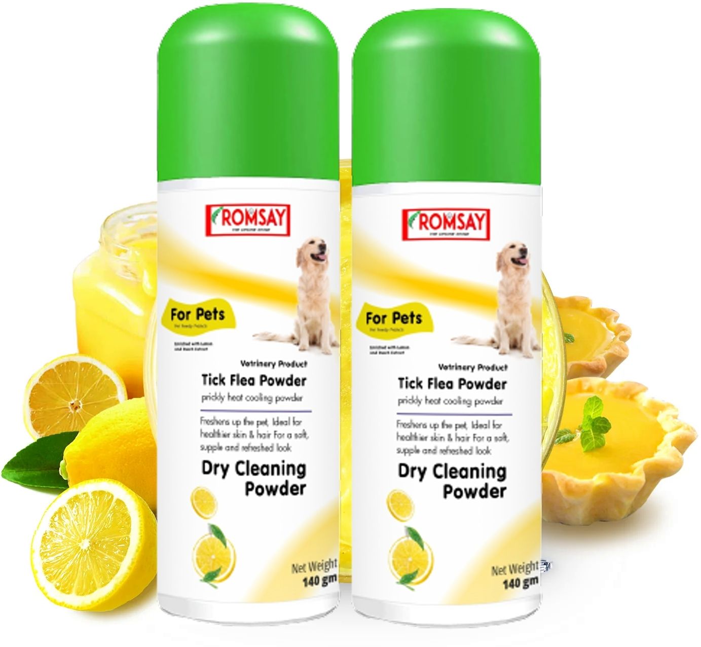 Tick & Flea Powder 140ML Pack Of 2 Prickly Heat Cooling & Dry Cleaning Powder 280 ml Pet Coat Cleanser-image-22