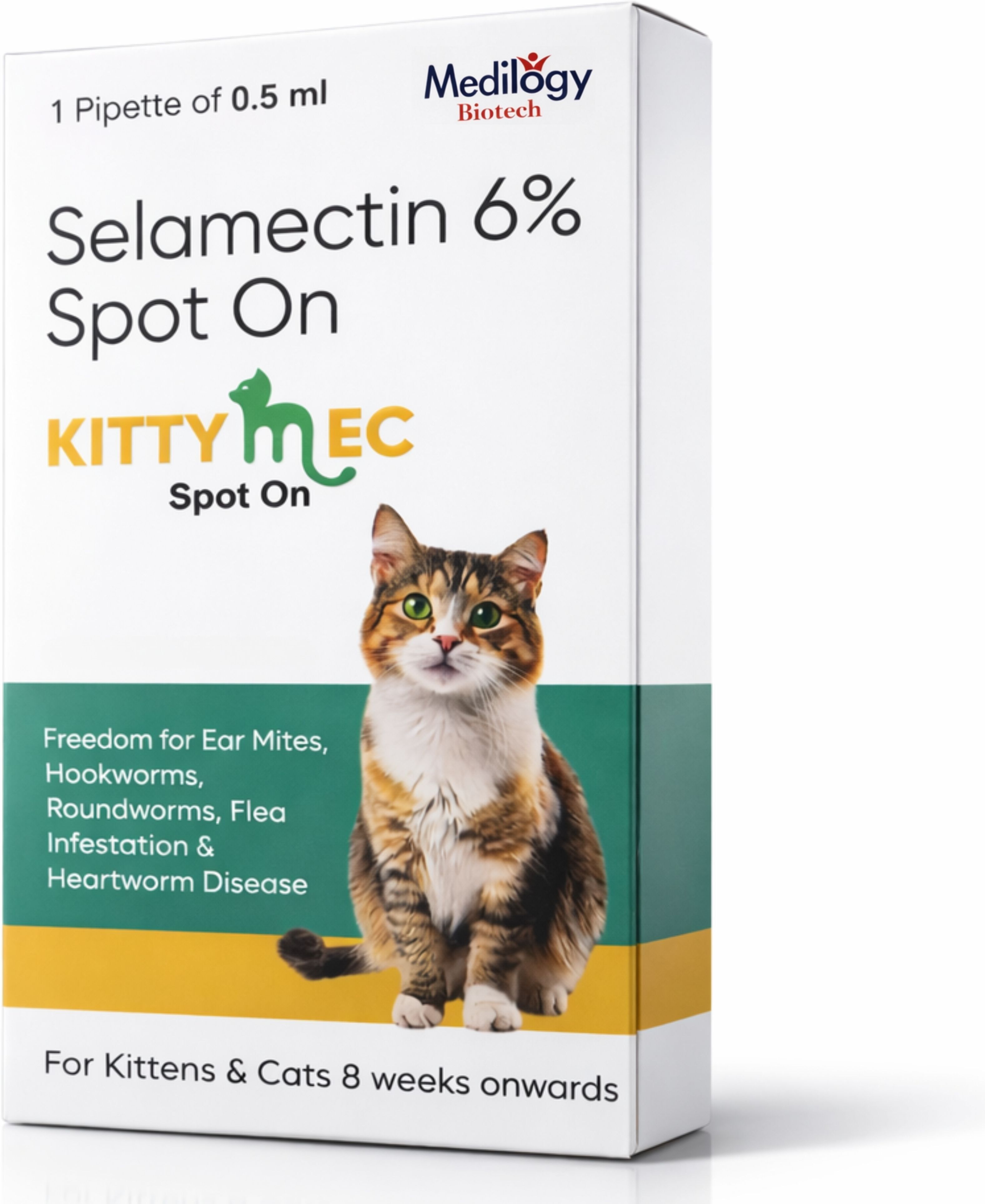 medilogy biotech KITTY MEC Selamectin 6% Spot on for Cats & Kittens 0.5 ml Pet Coat Cleanser-picture-30