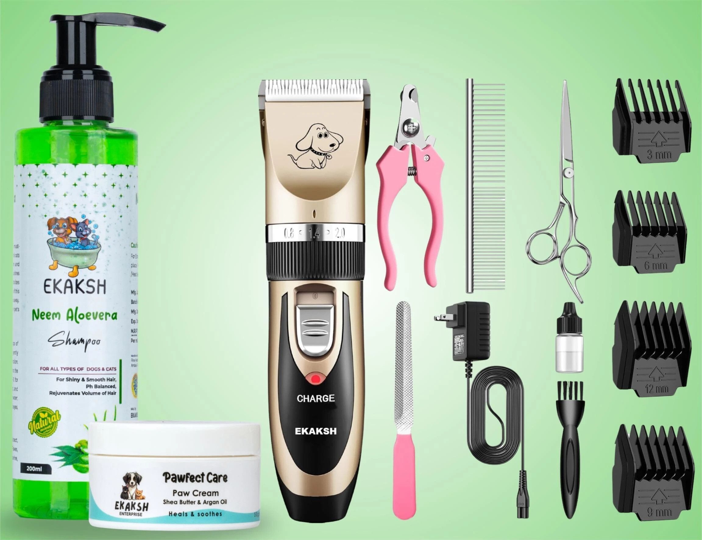 Dog, Cat, Hair Trimmer Kit, Neem,AloeVera, Shampoo (200ml),Paw Cream (50gm) 200 ml Pet Coat Cleanser-image-4