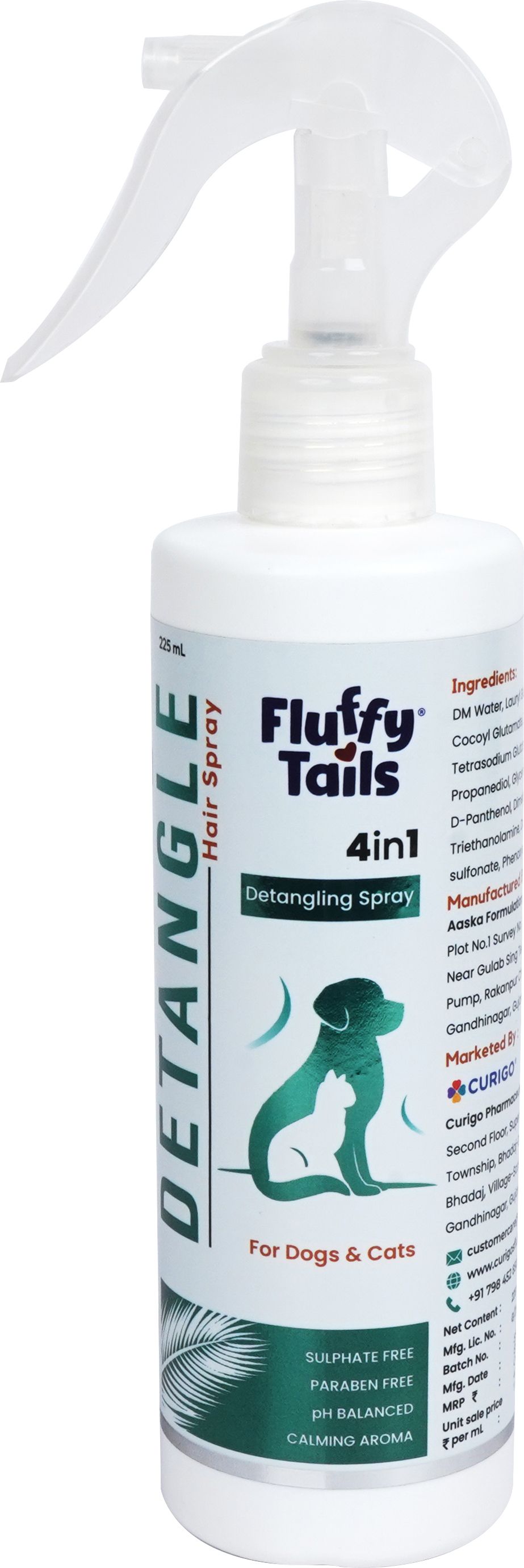 fluffytails 4-In-1 Detangle Hair Spray, Easy Rinse and Fast Drying, Tangle-Free Coat 225 ml Pet Coat Cleanser-picture-26