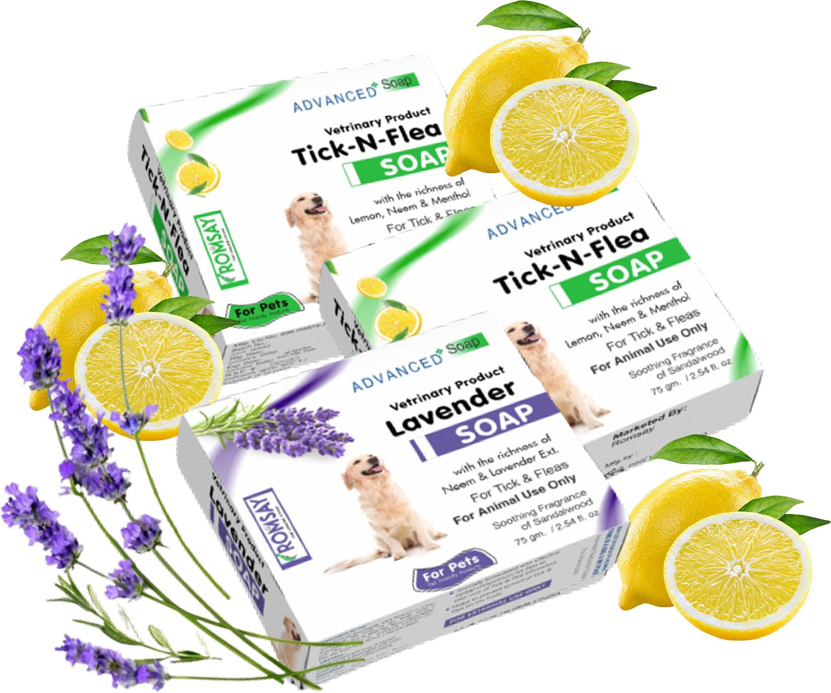 Anti-Tick & Flea Soap 75GM Pack Of 2 + Lavender Soap Pack Of 1 215 ml Pet Coat Cleanser-image-42