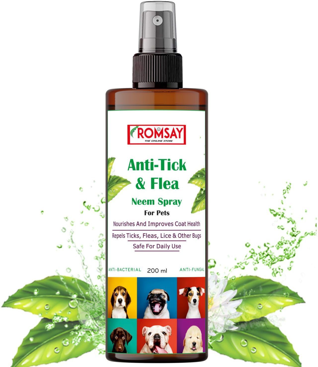 Anti-Tick And Flea Neem Spray For All Breeds Like Dogs, Cats And Puppies 200 ml Pet Coat Cleanser-image-44