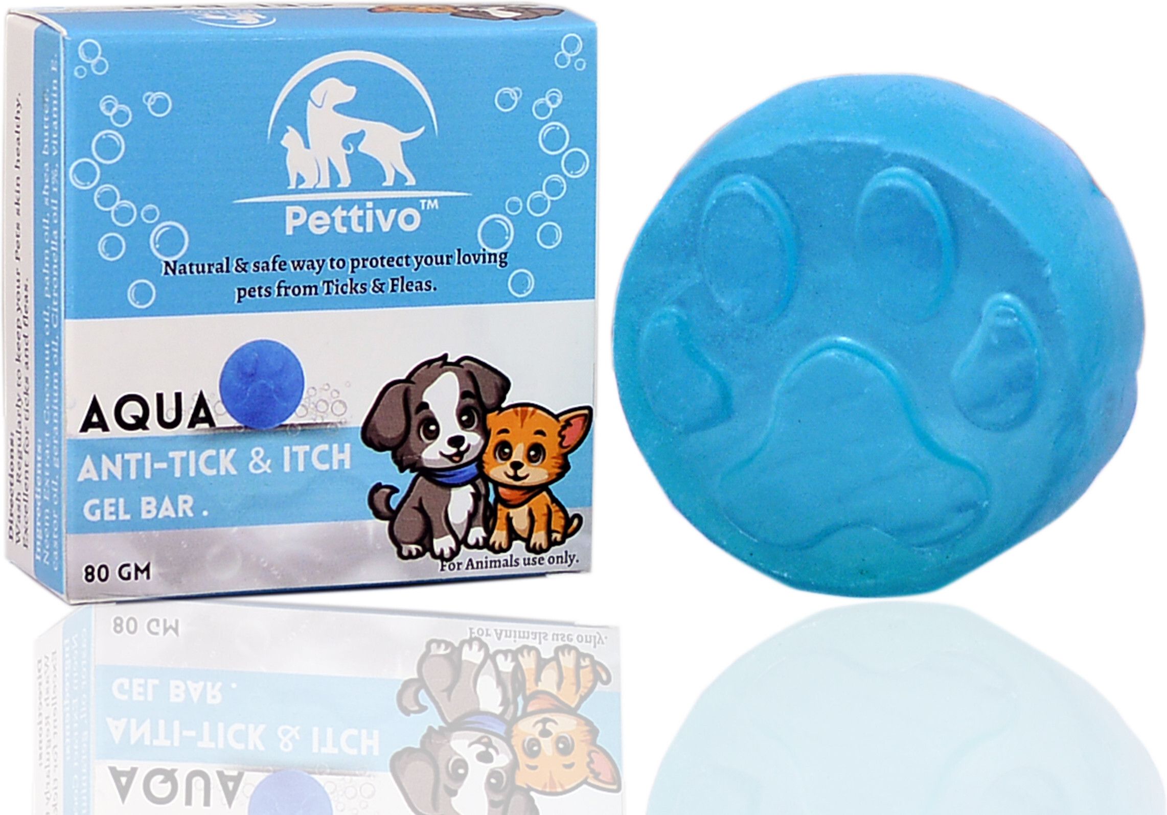 pettivo Anti-Tick & Itch Gel Bar 80 Gm 80 ml Pet Coat Cleanser-picture-42
