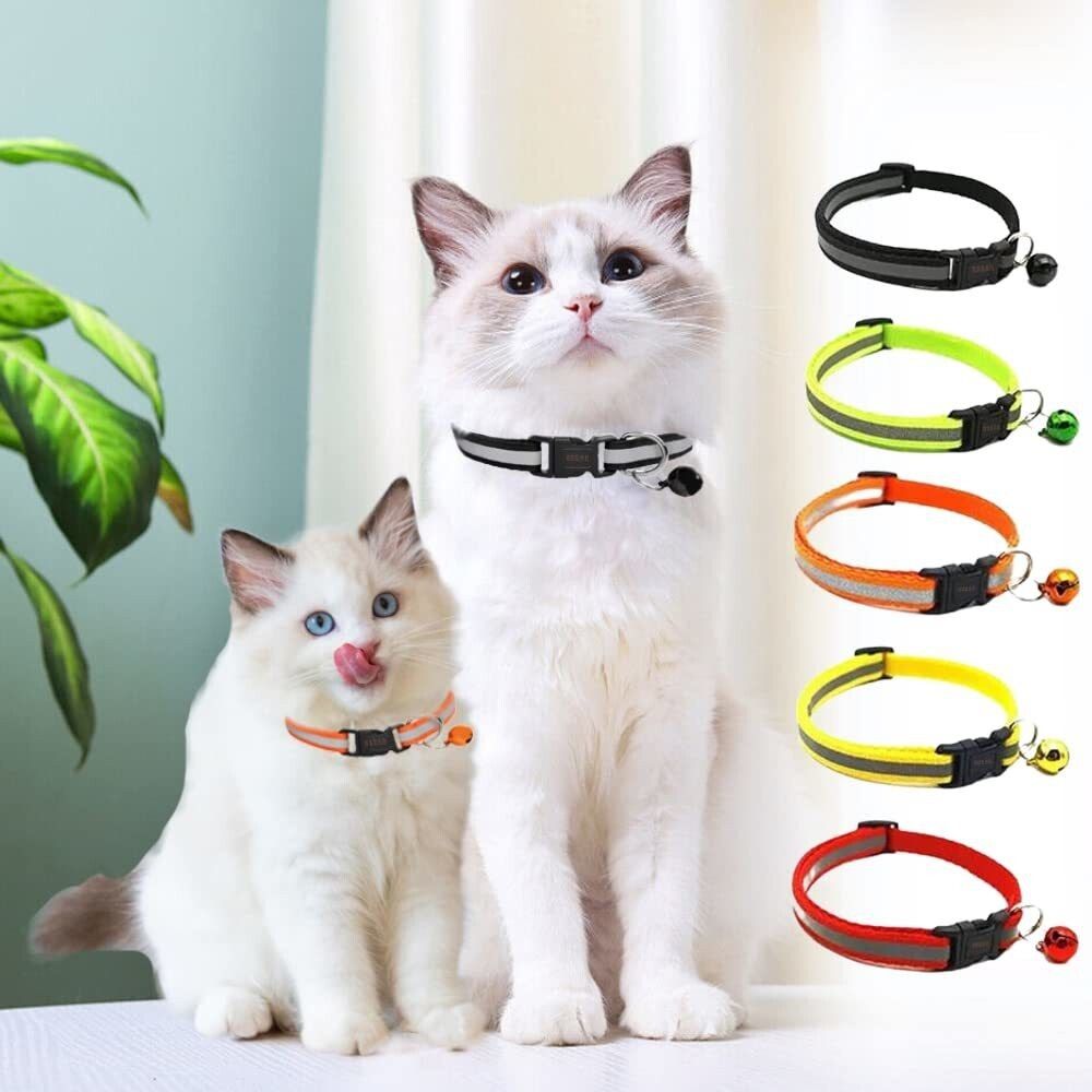 buraq 2 Pcs Reflective Cat Collar - For Indoor & Outdoor Use | Solid & Safe Bell Cat Collar Charm-picture-2