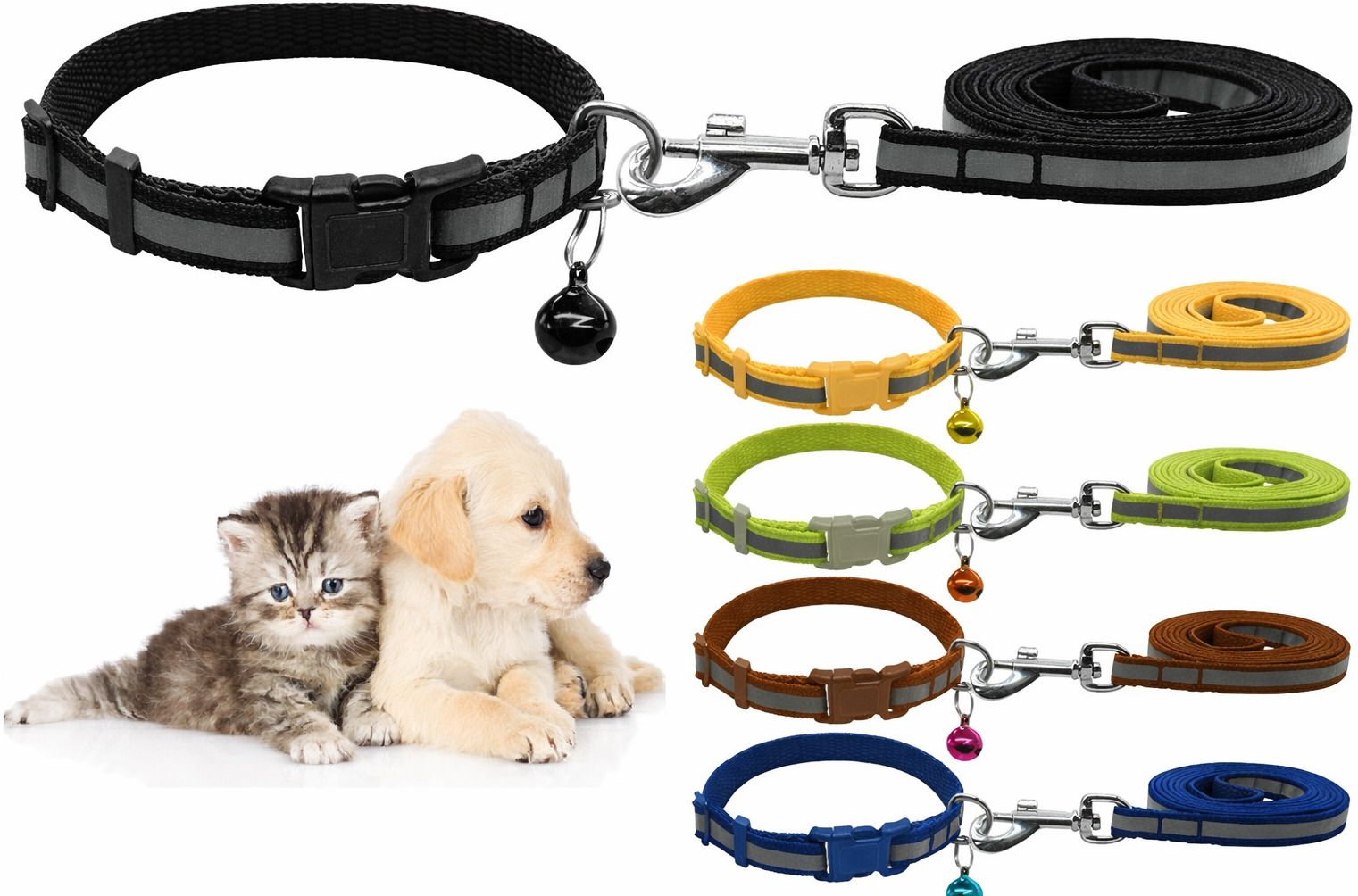 Reflective Collar and leash with premium quality bell Dog & Cat Collar & Leash-image-2