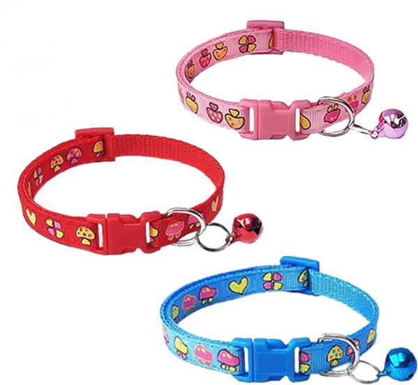 litvibes Cat & Puppy Collar With Bell,Kitten & Puppies,Cute Neckband With Mushroom Print Dog & Cat Break Away Collar-picture-42