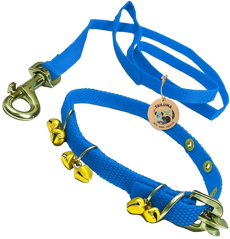 tailuma Nylon Ghungroo Neck Collar Belt and Leash with Adjustable Stainless Steel Hook Dog & Cat Collar & Leash-picture-27