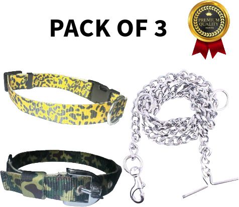 Dog Belt Combo of 2 Nylon Collar with Heavy Dog Chain For Small And Medium Dogs Dog & Cat Collar & Chain-image-24