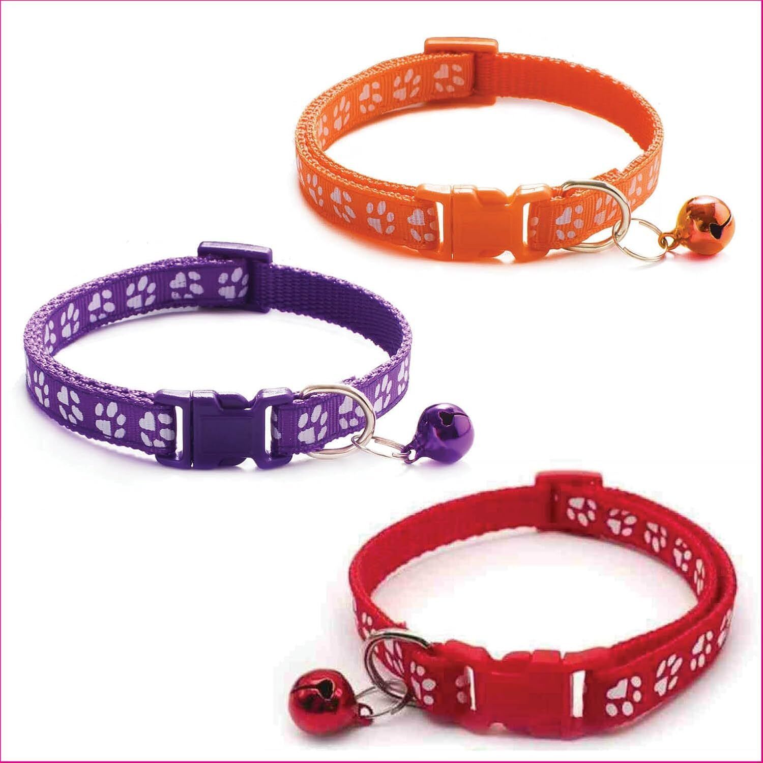 Set of 3pcs pet 10mm belt neck collar with bell neck strap for cats and puppies Dog & Cat Everyday Collar