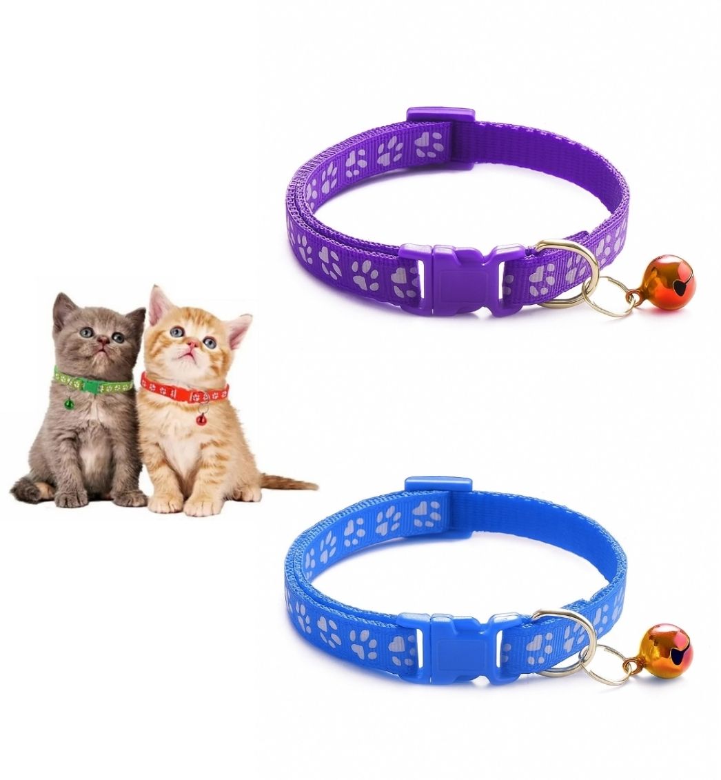 aomnistore Breakway 2Pcs 10mm Cute Cat Collar Pet Collar Belt with Bell for Cats & Puppies Dog & Cat Everyday Collar-picture-10