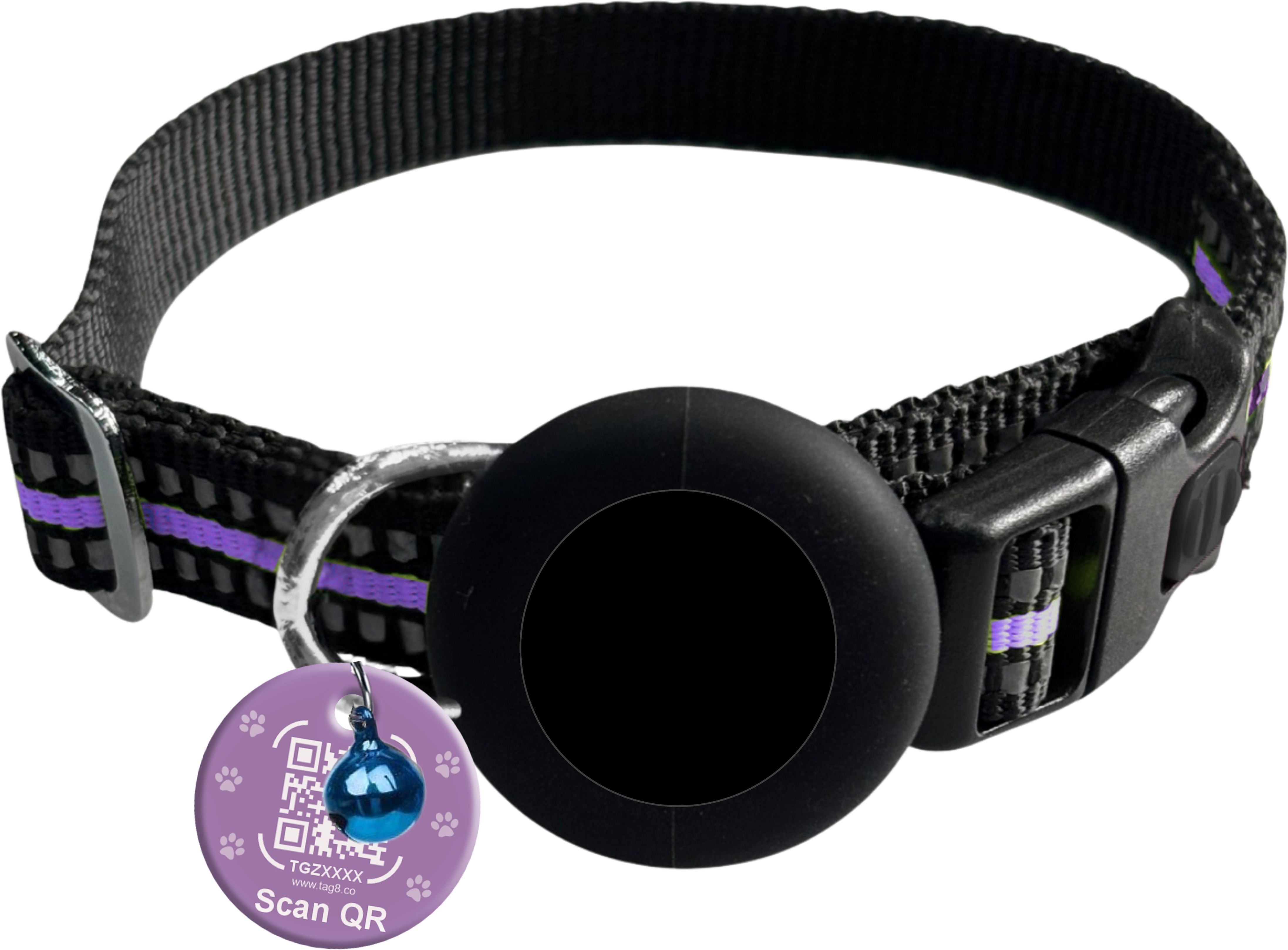 Pet Tracker Collar Securely attach your own tracker with snug-fit silicone case Cat Break Away Collar-image-25