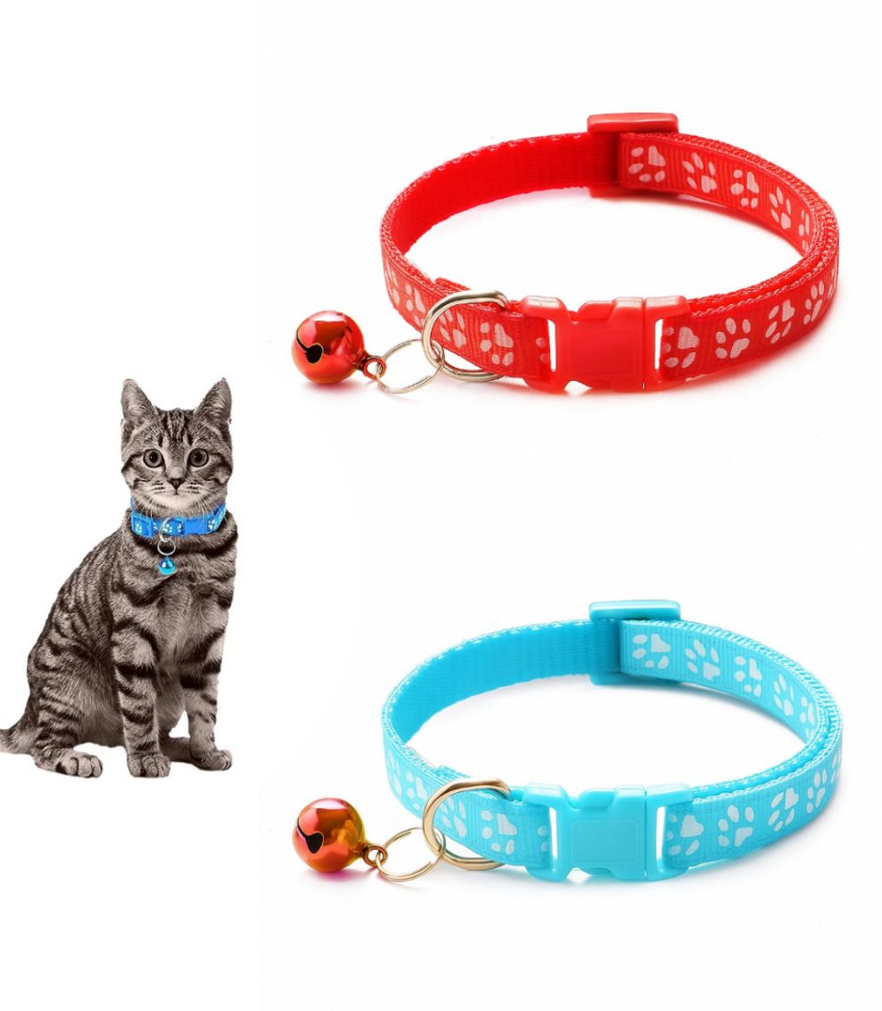 aomnistore 2pcs pet 10mm belt neck collar with bell neck strap for cats, rabbit & puppies Dog & Cat Everyday Collar-picture-1