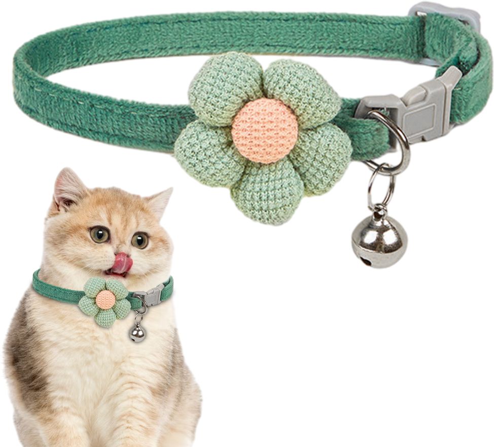 gustave Cat Collar Pet Collar Cute Flower Collar with Bell Lovely Cat Collar Soft Plush Cat Break Away Collar-picture-15