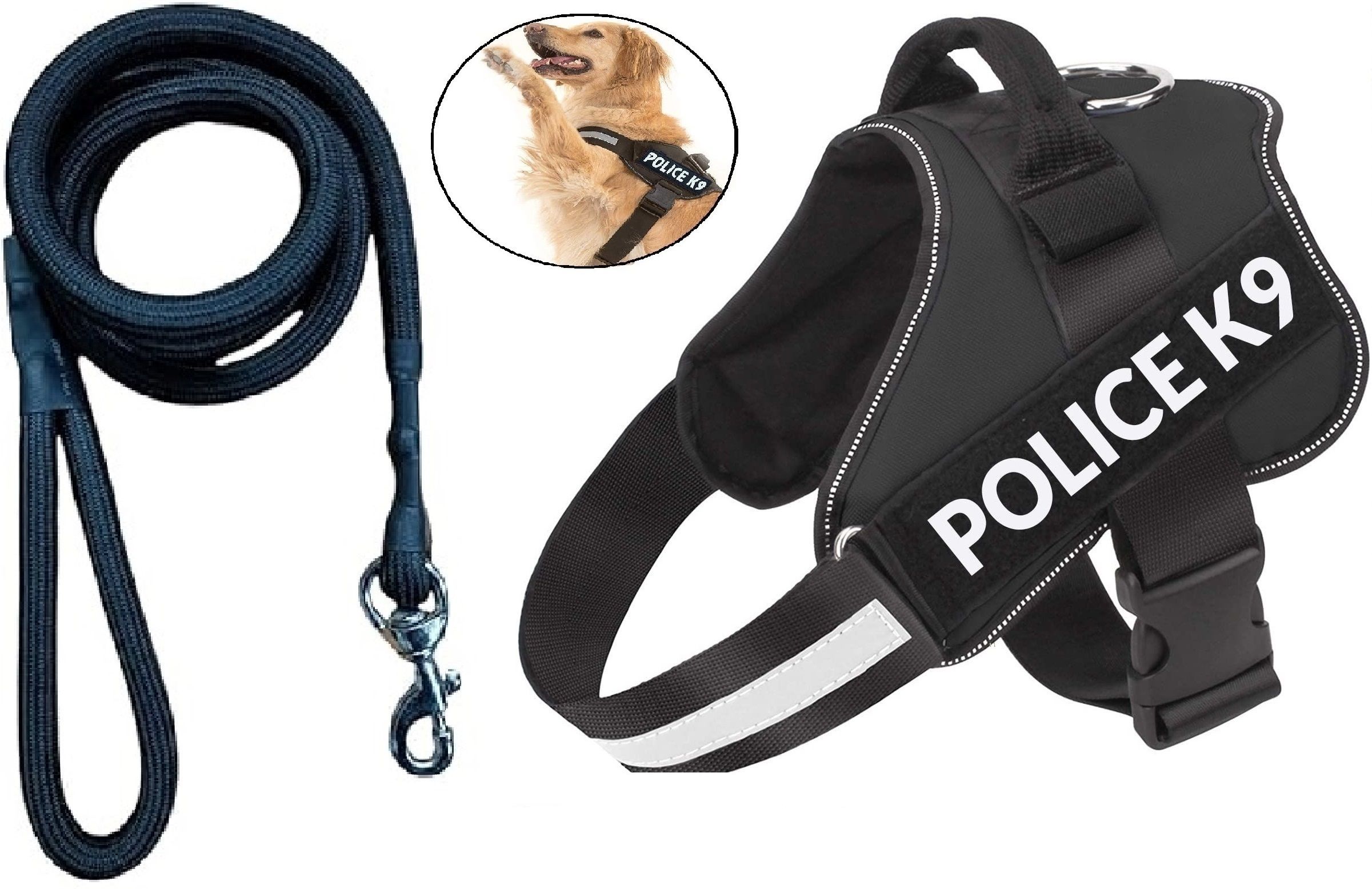 breedo Dog K9 Police Harness Body Belt Padded + Premium Quality Rope | Adjustable Strap Dog Standard Harness-picture-11
