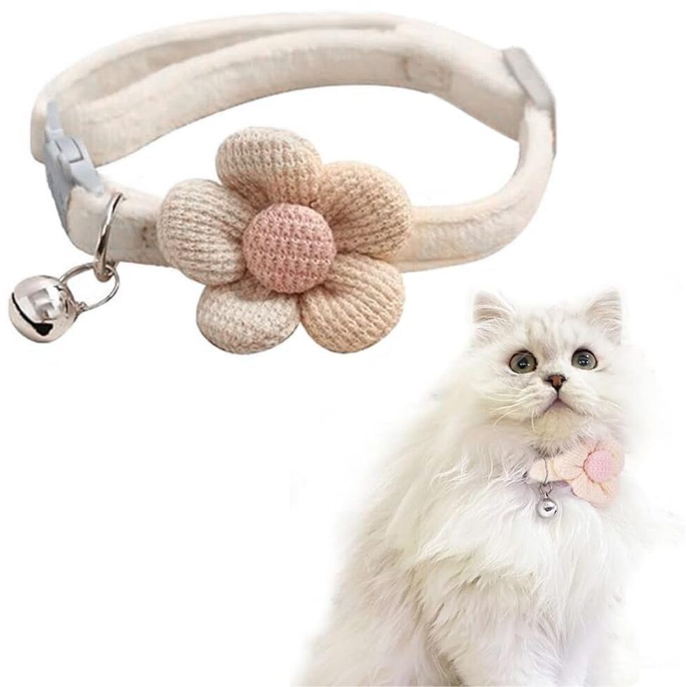 body building Cat Collar Pet Collar Cute Flower with Bell Cat Everyday Collar-picture-8