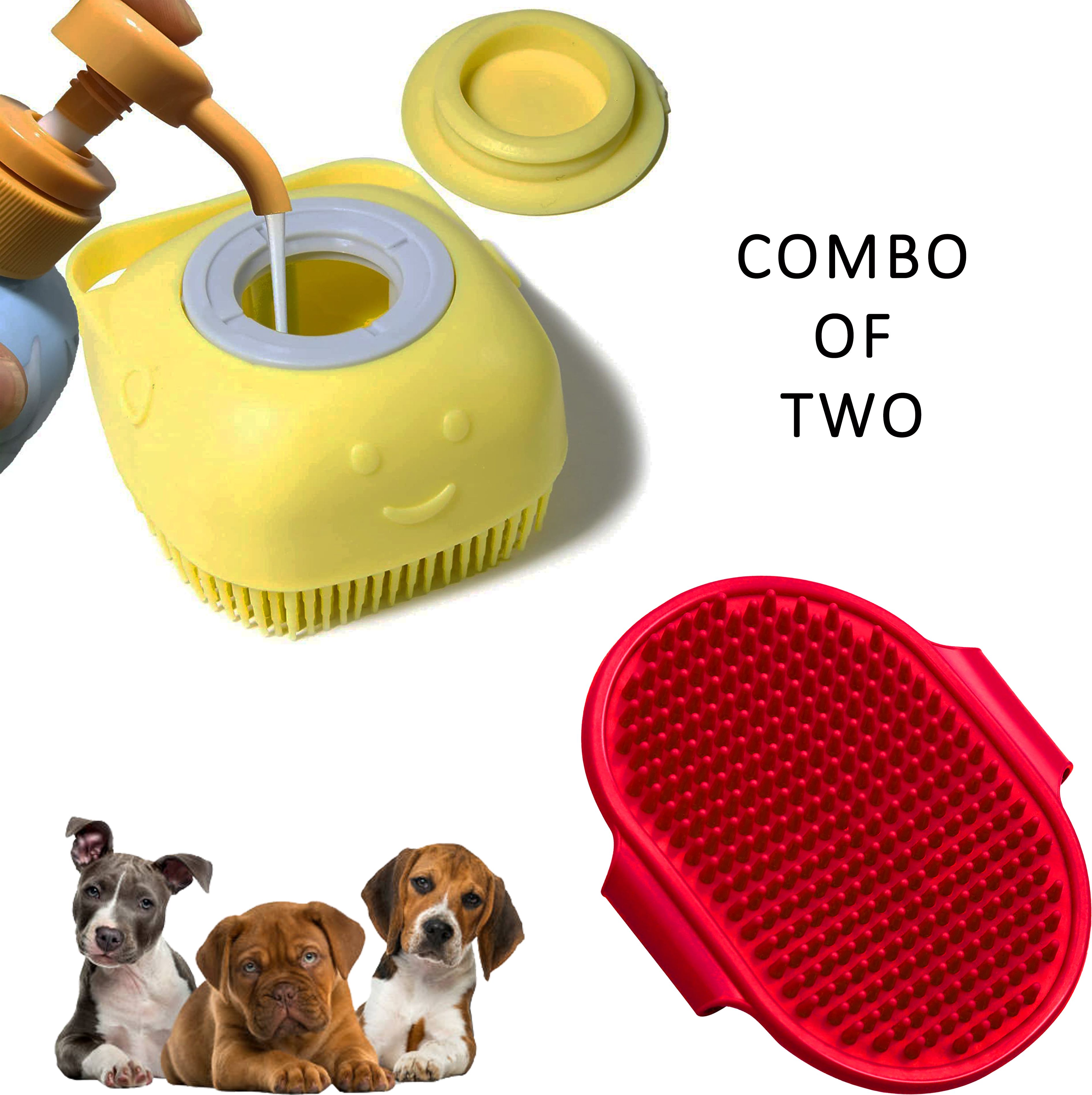 pet hood Dog Bath Brush (Combo of 2) Pet Grooming Puppy Accessories Plain/ Bristle Brushes forDog & Cat-picture-10
