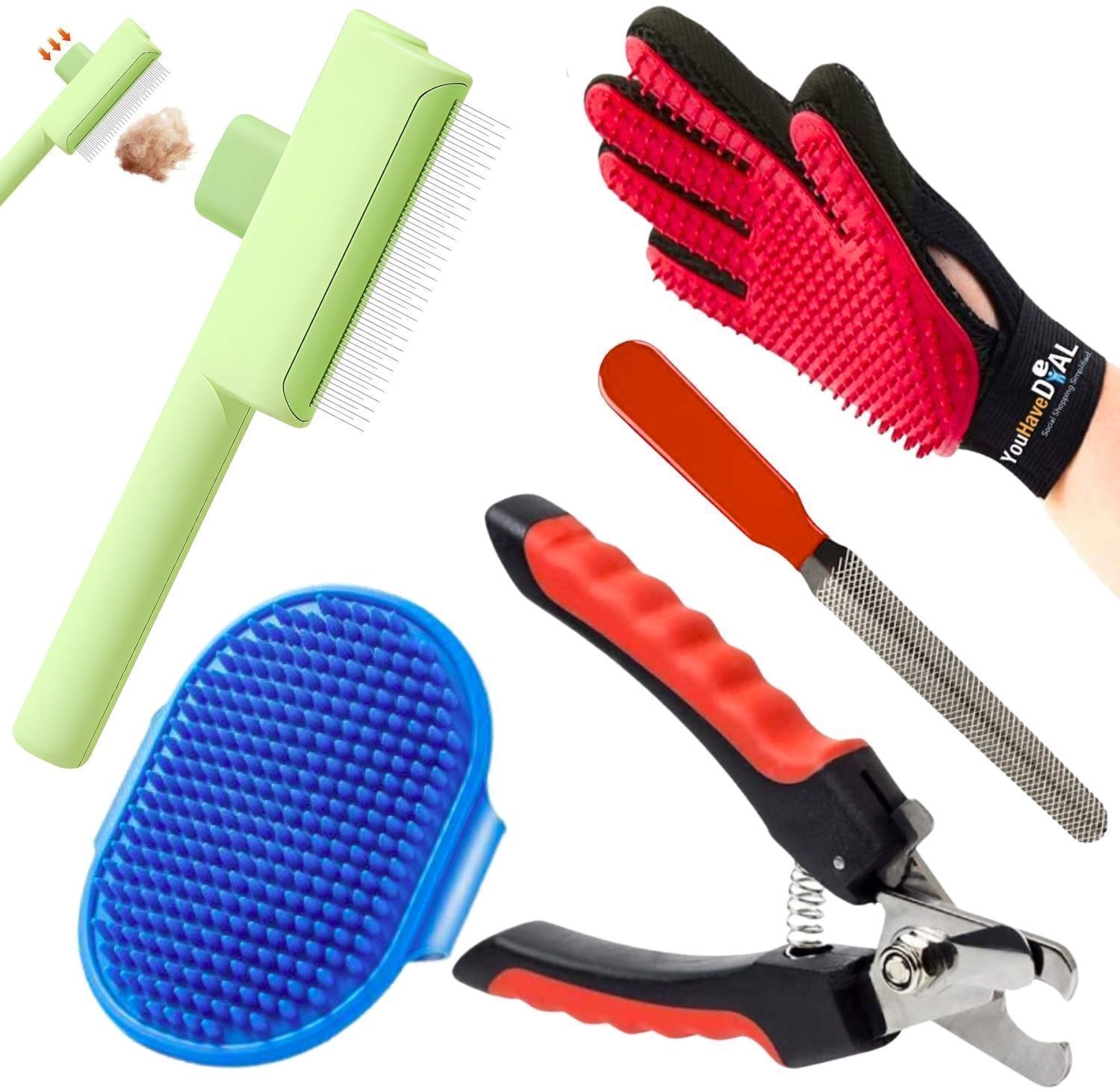 YOUHAVEDEAL Pet Grooming Kit Combo Self-Cleaning Brush, Bath Glove, Nail Clipper Wire-pin Brushes for Dog, Cat, Guinea Pig, Hamster, Horse, Rabbit, Dog & Cat-image-37
