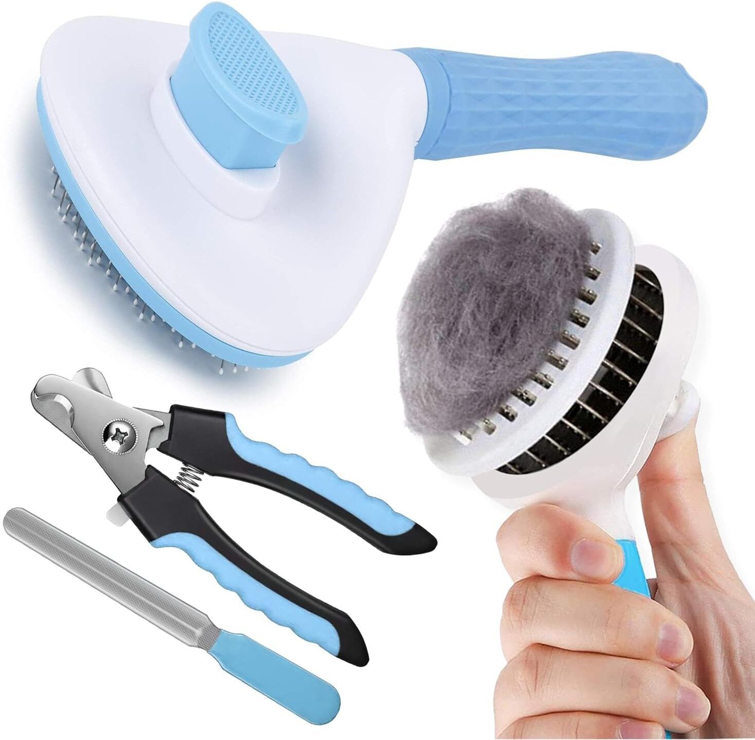 Grooming Kit Self Slicker Brush With Nail Clipper - For Dogs & Cats Slicker Brushes forDog & Cat-image-46