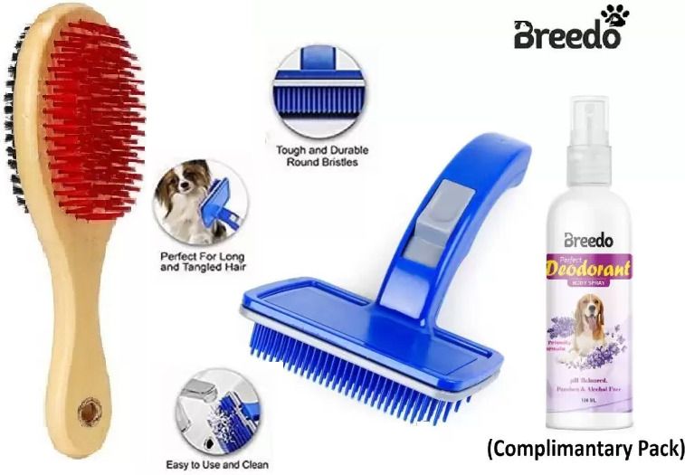 (Combo Of 2) Imported Dog Slicker + Hair Brush With Complimentary Pack Perfume Basic Comb forDog & Cat, Dog, Monkey, Rabbit, Hamster-image-37