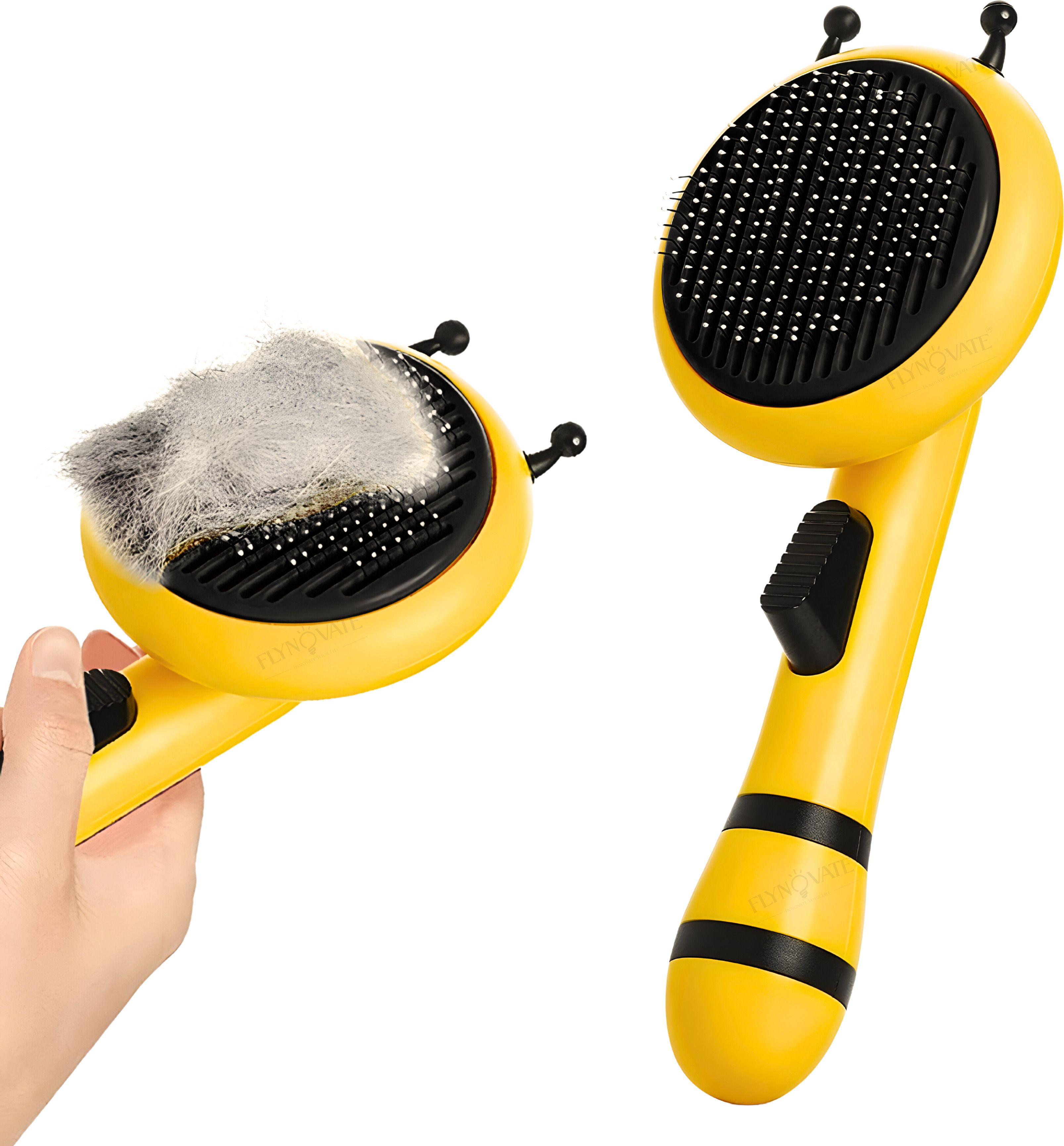 Pet Hair Remover Honey Bee Design Grooming Comb with Switch & PAIN - FREE Black Slicker Brushes forDog, Cat, Rabbit, Dog & Cat-image-47