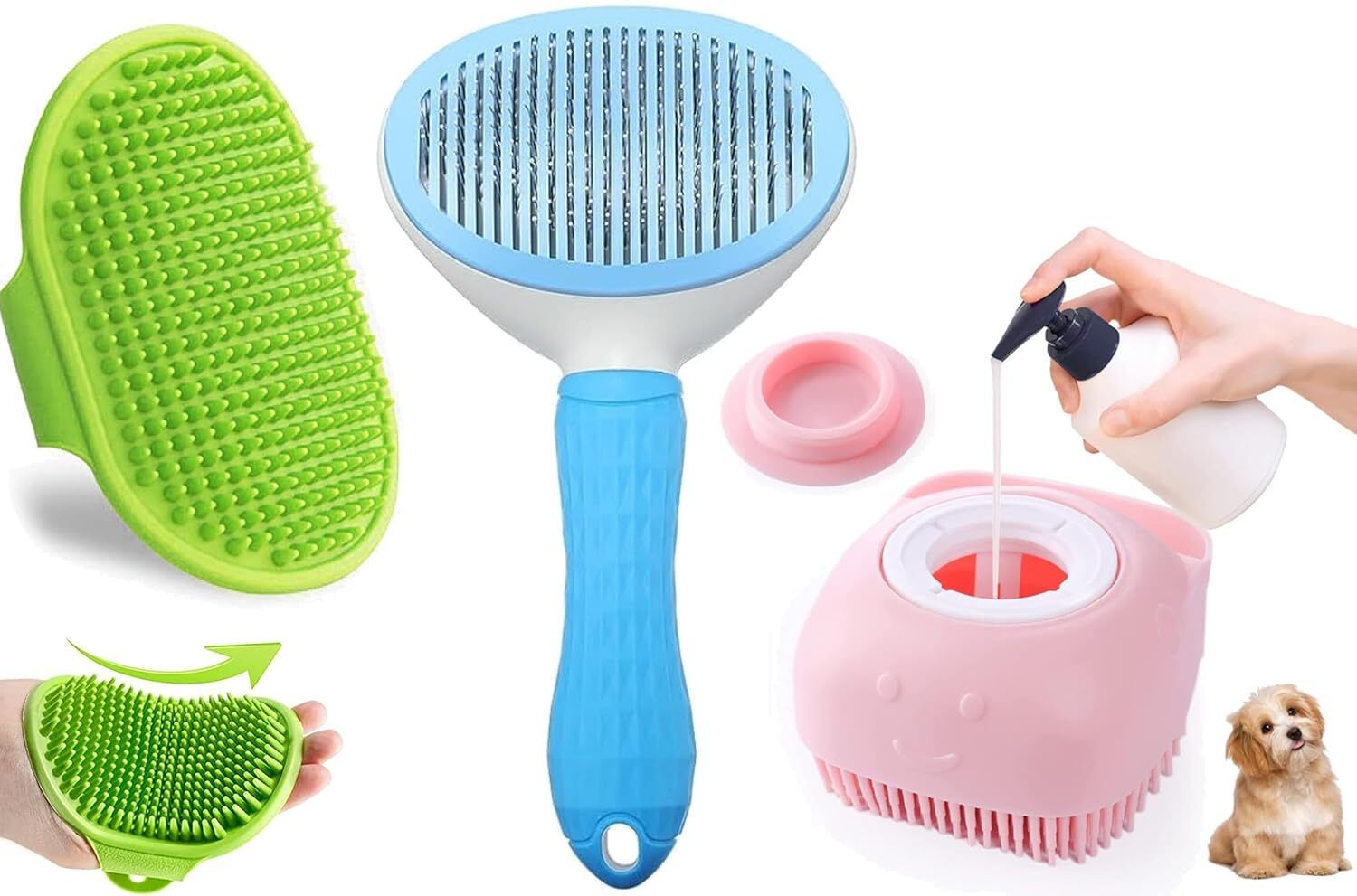 Dog Grooming Kit - Pet Grooming Kit - Dog Combo Set - Dog Brush Combo - Dog Kit Slicker Brushes forDog & Cat