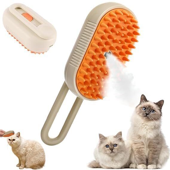 Pet Steam Brush for Dog Cat 3 in 1 Pet Hair Removal Comb pack of 1 Electronic Comb for Dog & Cat-image-14