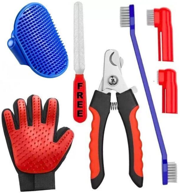 petfun Grooming Kit –palm ,Nail Cutter, Toothbrush & D Shedding for Grooming Plain/ Bristle Brushes for Dog & Cat-picture-47