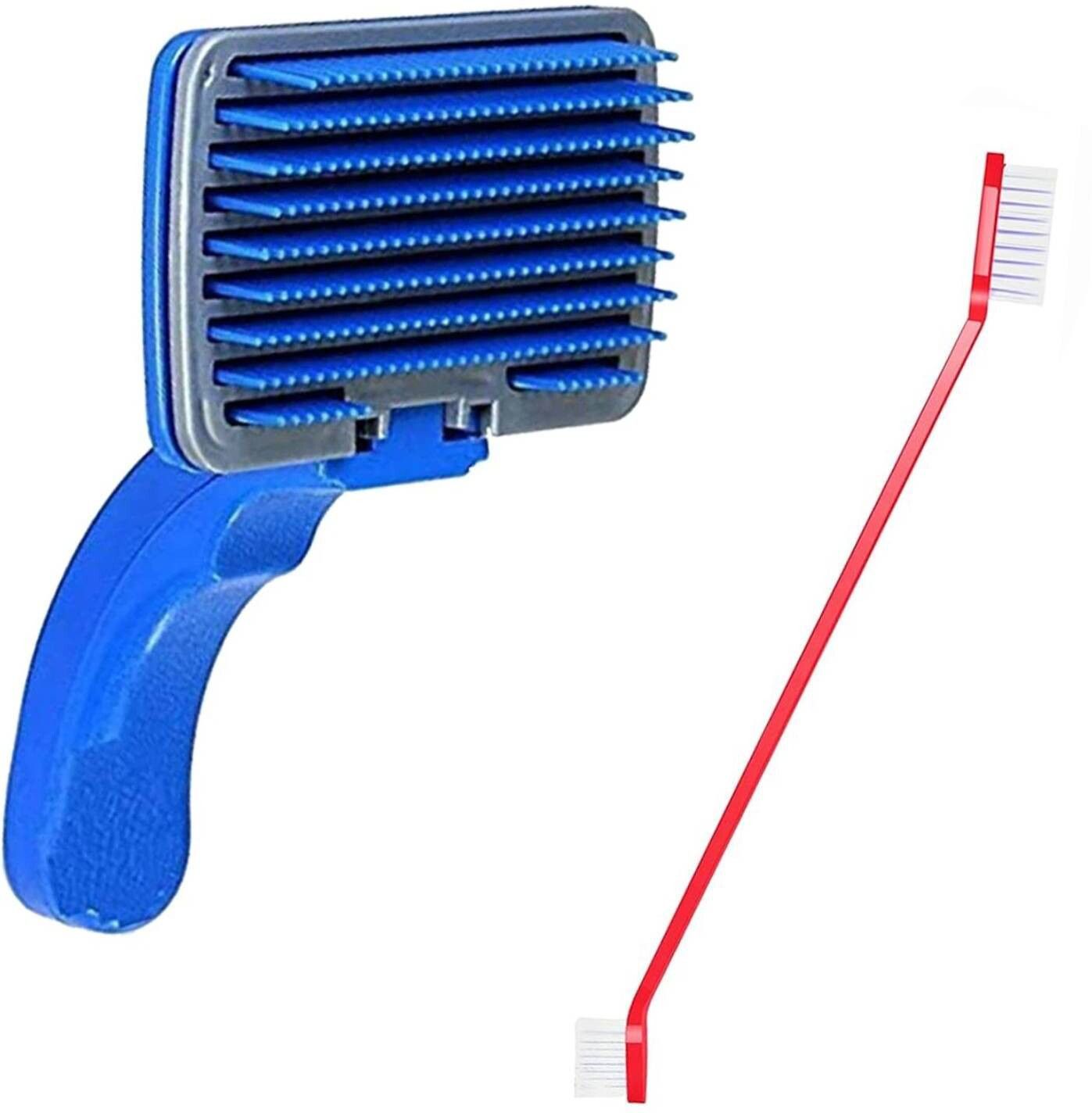 2-in-1 Dog Grooming Kit – Self-Cleaning Brush & Dual-Head Dental Toothbrush Pet Slicker Brushes for Dog, Cat, Hamster, Horse, Monkey, Mouse, Rabbit, Dog & Cat-image-29