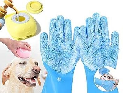 Pet Grooming Bath Soft Brush Shampoo Dispenser & gloves, Grooming Accessories Basic Comb for Cow, Dog & Cat, Horse, Rabbit-image-23
