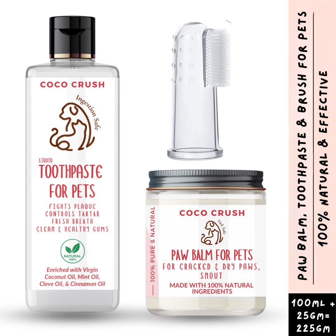 coco crush 100ml Liquid Toothpaste, 1 Toothbrush, & 25g Paw Balm for Pets | 100% Natural Pet Conditioner-picture-16