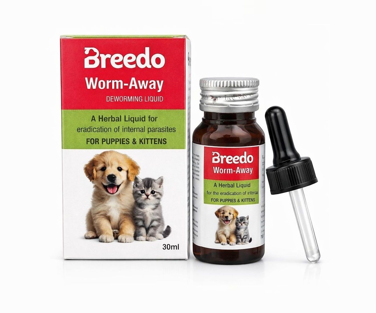 Worm-Away Pet - Liquid Herbal Dewormer For Puppy and Cats - 30 ML Pet Dewormer
