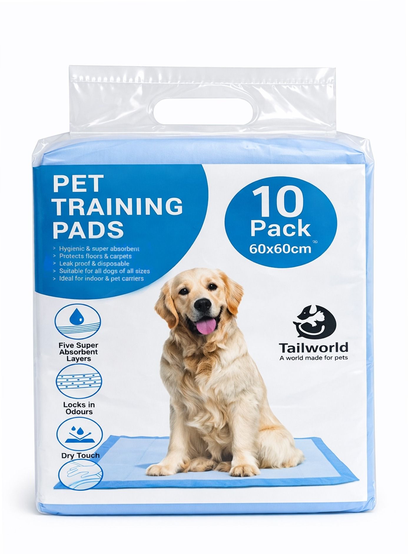 Pet Training pads with Odor Lock Technology & Super Absorbent Pee Pads 10 Pcs Disposable Dog & Cat Diapers-image-2