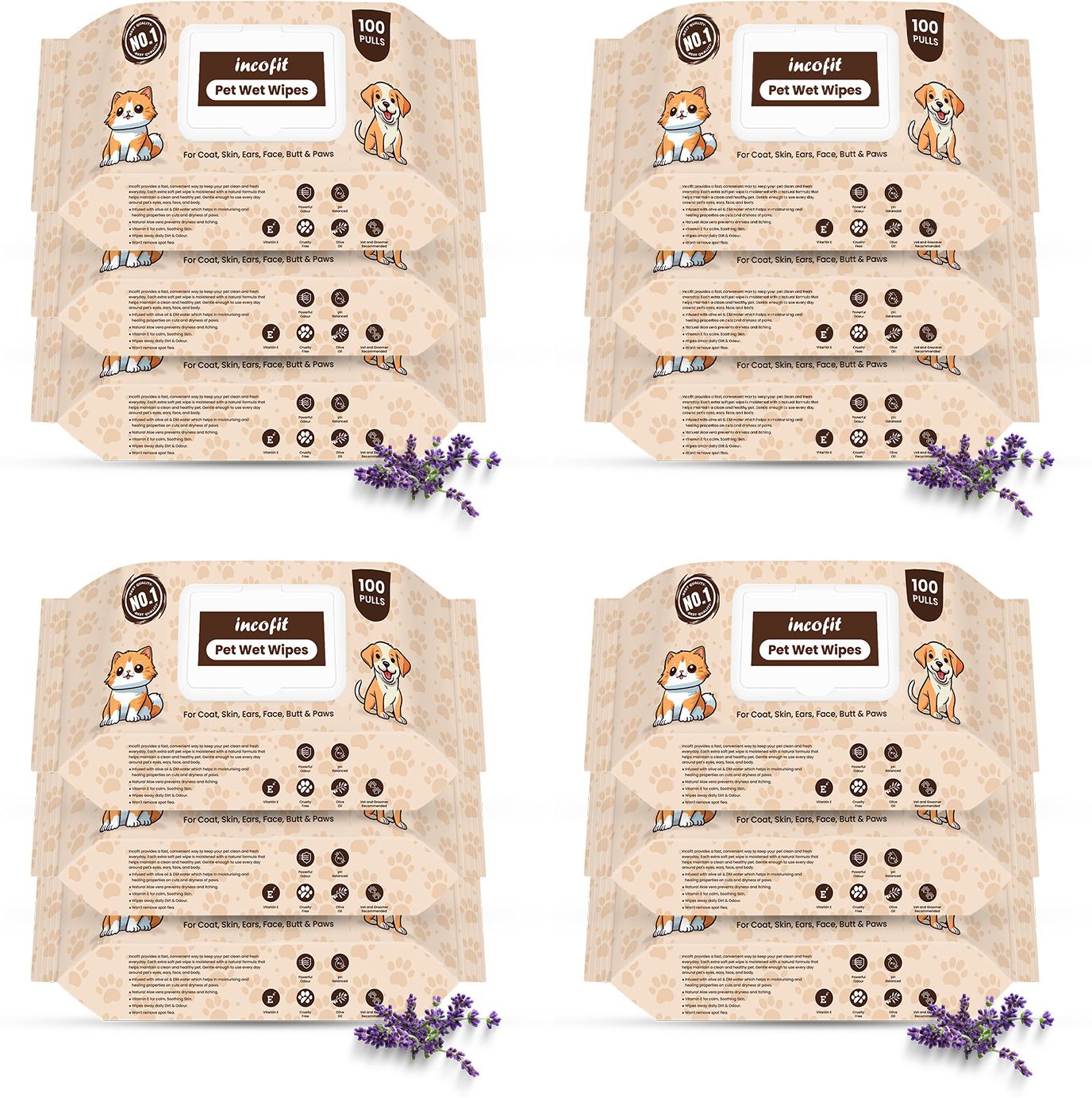 paramount incofit 1200 Pulls Anti-Bacterial Pet Wet Wipes for Dogs, Puppies, Cats, Rabbits & Small Pet Ear Eye Wipes-picture-27