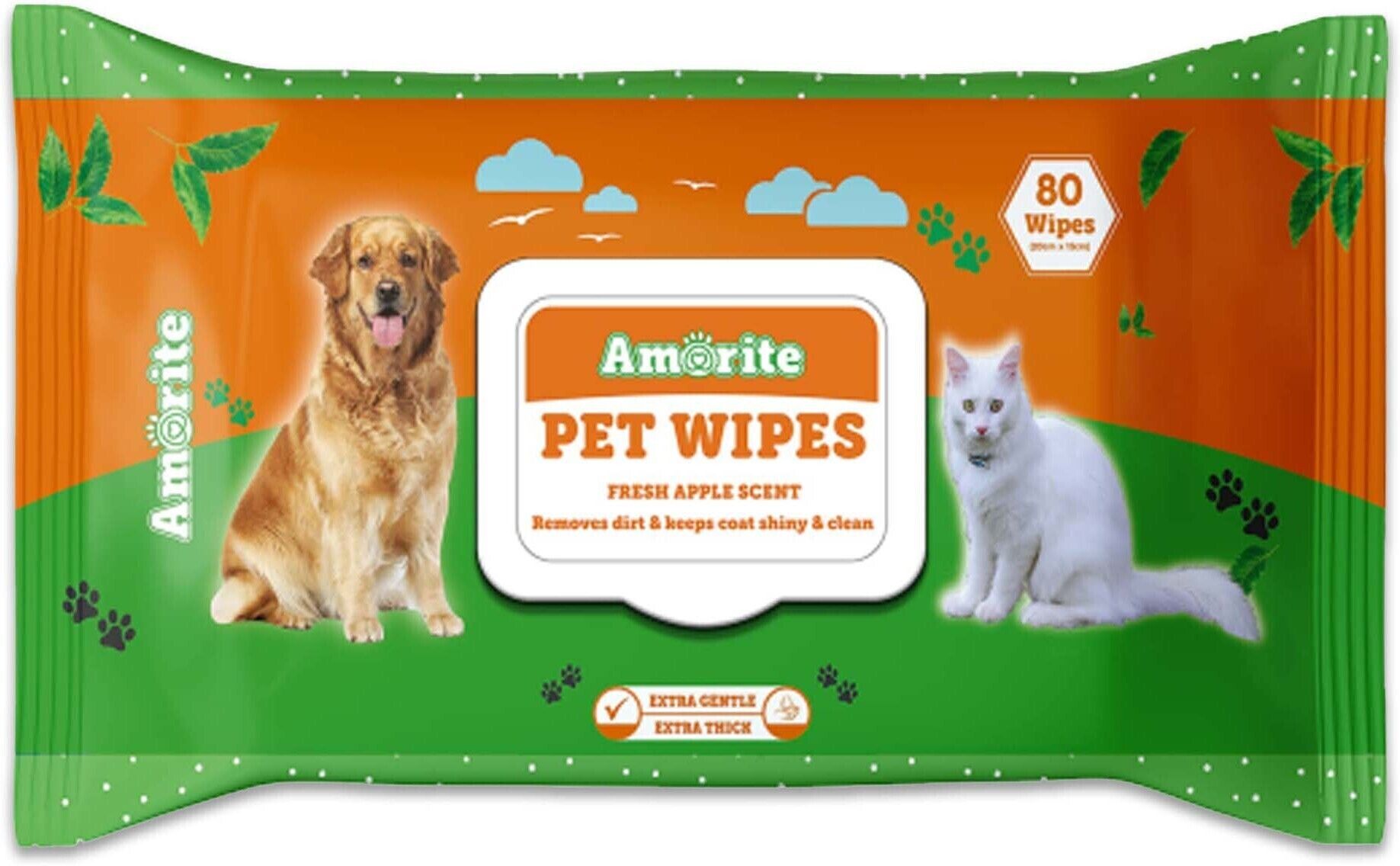 amorite 80 Pulls Pet Wipes Biodegradable , Anti-Bacterial, Alcohol-Free for All Pets Pet Ear Eye Wipes-picture-45
