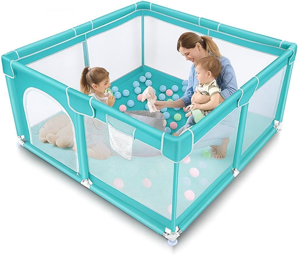 Blue Baby Playpen Kids Play Area Safety Fence Mesh Playard Indoor Use Pet Fence-image-38
