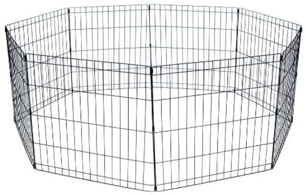 Play Pen with Door 24-Inch x 48-Inch, 8 Panels, Black Pet Fence