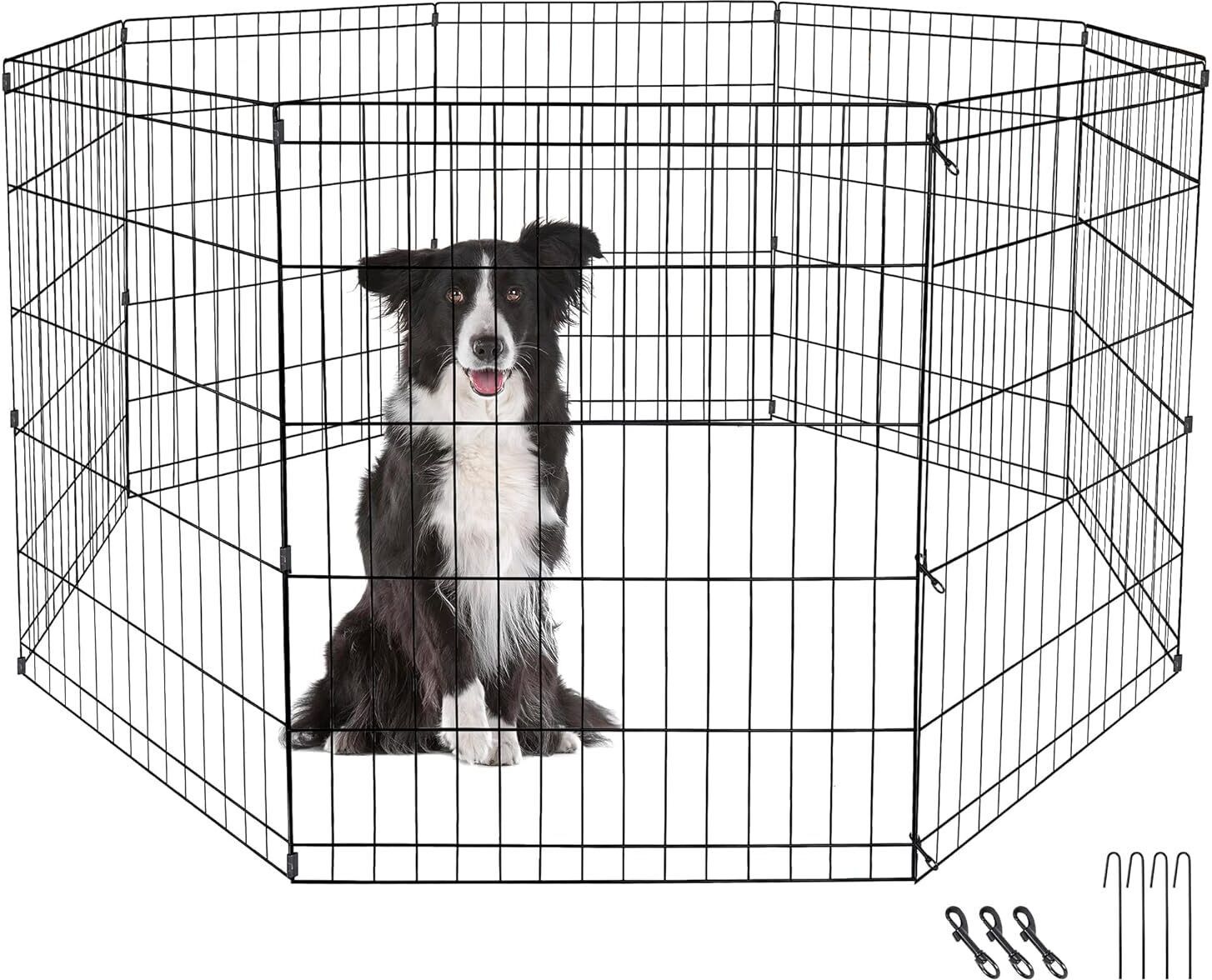 petjoy 30-inch Dog Play Pen |Pet Fence| Metal Foldable |Playpen for Small Dogs|8 Panels Pet Fence-picture-39