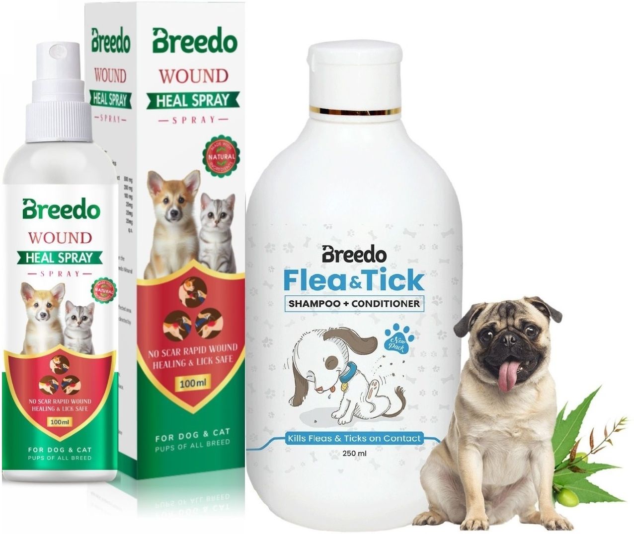breedo Dog Wound heal Spray (Helps cut,burns) (100gm) + Dog Flea-Tick Shampoo (250ml) Pet First Aid Kit-picture-11