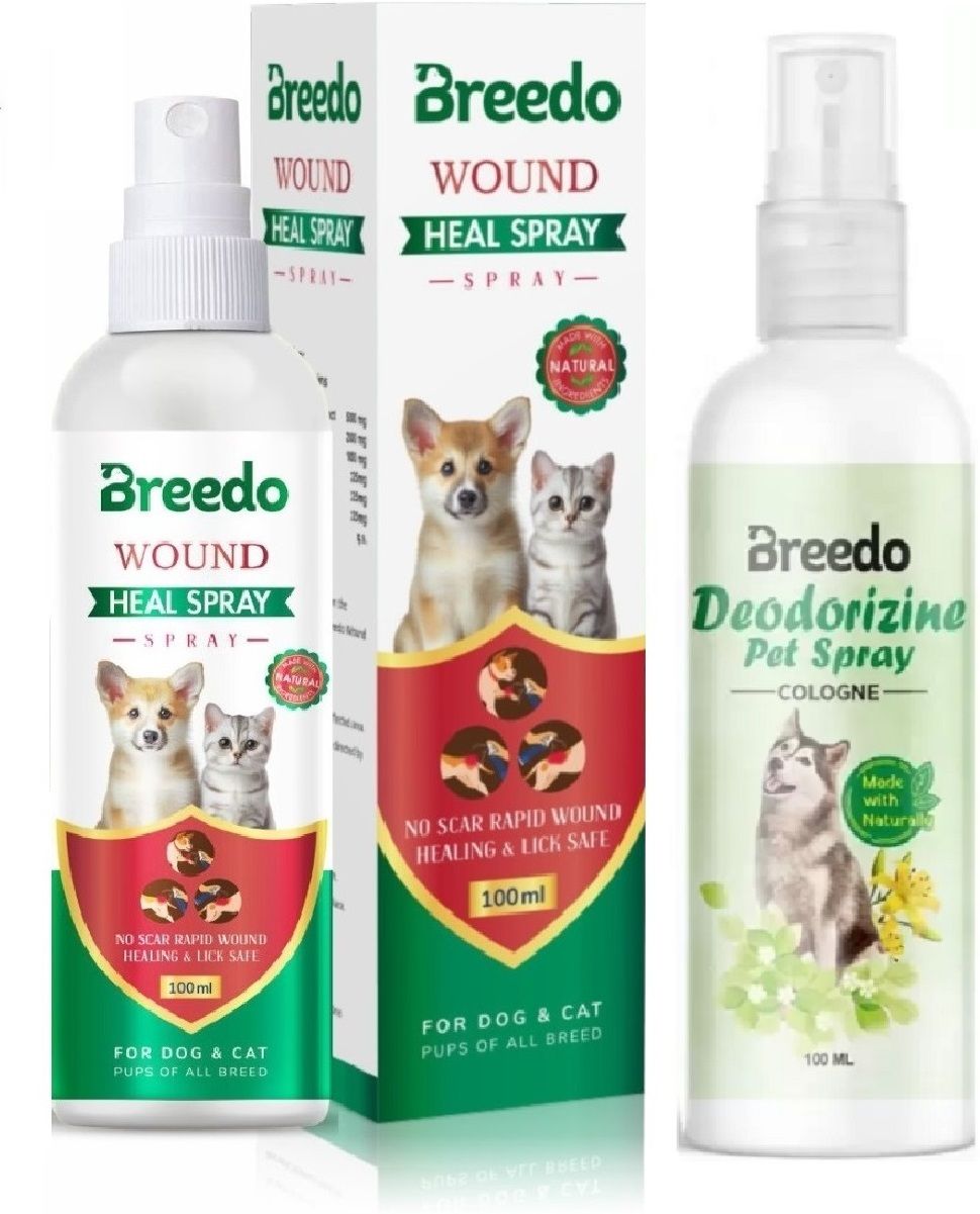 breedo Dog Wound heal Spray (Helps cut,burns) (100gm) + Dog Deodorizine Perfume (100ml) Pet First Aid Kit-picture-38
